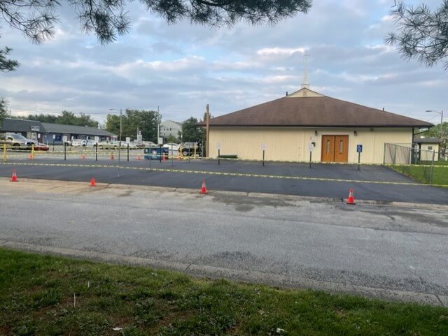 Commercial asphalt parking lot installation at Holy Bethal Church in Newark, Delaware